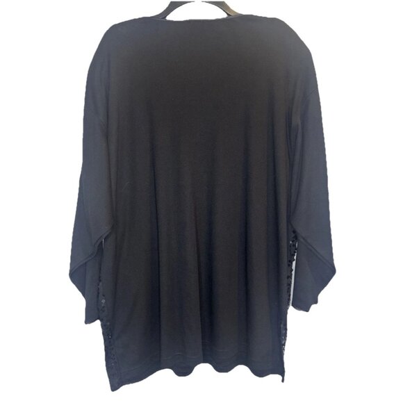 Jacque & KoKo Women's Black V-Neck Sequin Embellished Blouse Tunic Top Sz 18/20 - Picture 5 of 8